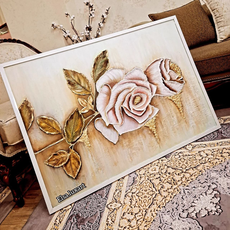 تابلو مینیمال برجسته گل رز